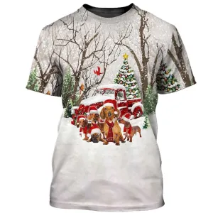 3D Dog T Shirts, Dachshund Christmas All Over Print T-Shirt, Gift For Pet Loves