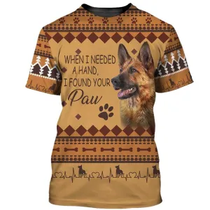 3D Dog T Shirts, German Shepherd I Found Your Paw All Over Print T-Shirt, Gift For Pet Loves
