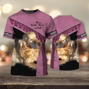3D Dog T Shirts, Golden Retriever Love Never Walk Alone All Over Print T-Shirt, Gift For Pet Loves