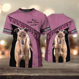 3D Dog T Shirts, Greyhounds Love Never Walk Alone All Over Print T-Shirt, Gift For Pet Loves