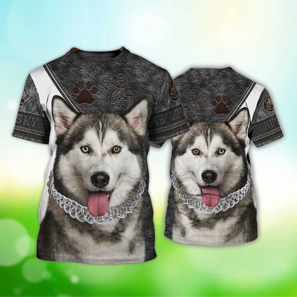 3D Dog T Shirts, Husky All Over Print T-Shirt, Gift For Pet Loves