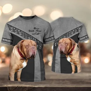 3D Dog T Shirts, Neo Love Never Walk Alone Love Blue All Over Print T-Shirt, Gift For Pet Loves
