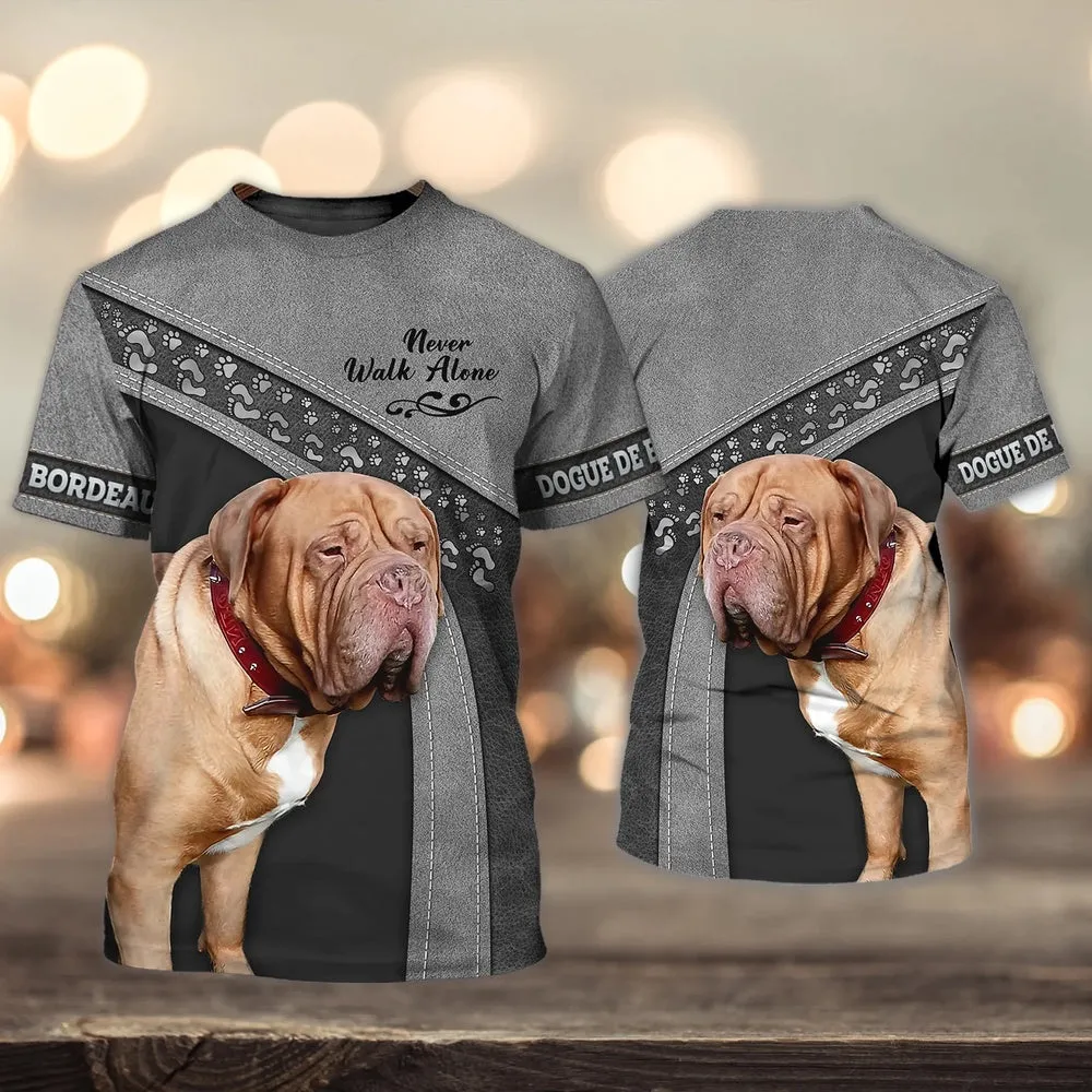 3D Dog T Shirts, Neo Love Never Walk Alone Love Blue All Over Print T-Shirt, Gift For Pet Loves