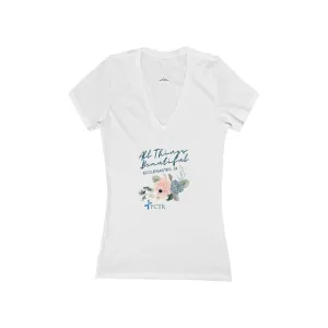 All Things Beautiful Women's Jersey Short Sleeve Deep V-Neck Tee