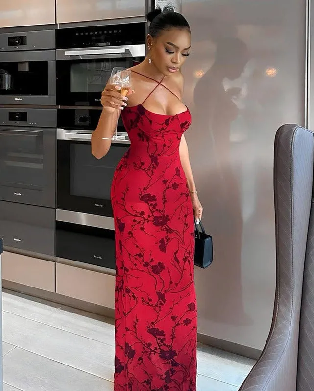 Backless Suspender Long dress
