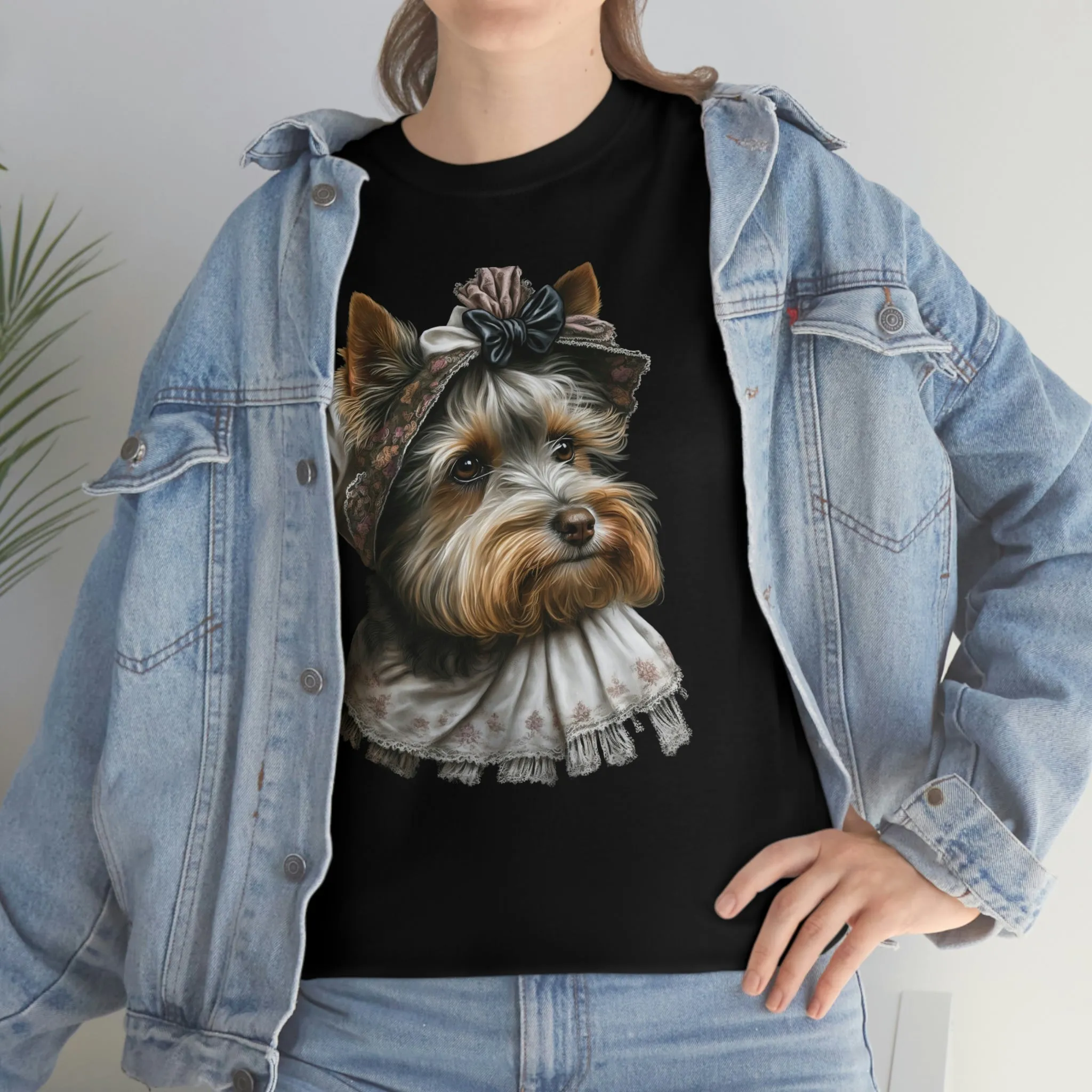 Biewer Terrier in Her New Bonnet Heavy Cotton T-Shirt