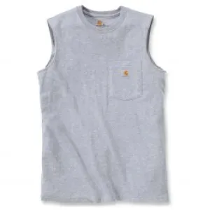 Carhartt&#x20;100374&#x20;Pocket&#x20;Sleeveless&#x20;T-Shirt&#x20;-&#x20;Heather&#x20;Grey