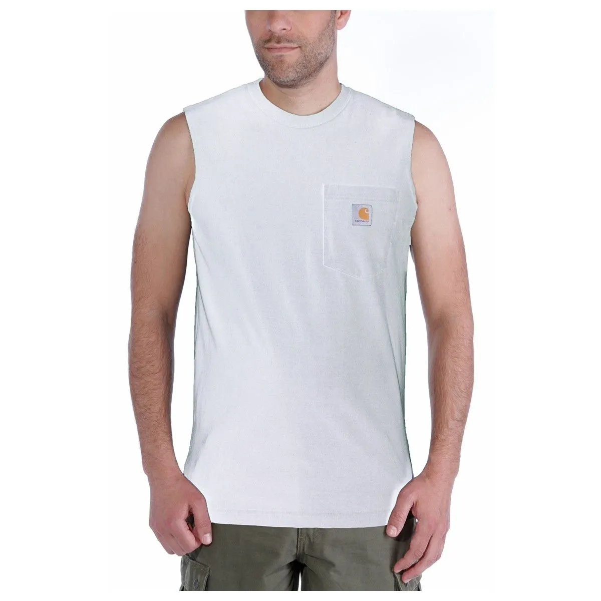 Carhartt&#x20;100374&#x20;Pocket&#x20;Sleeveless&#x20;T-Shirt&#x20;-&#x20;Heather&#x20;Grey