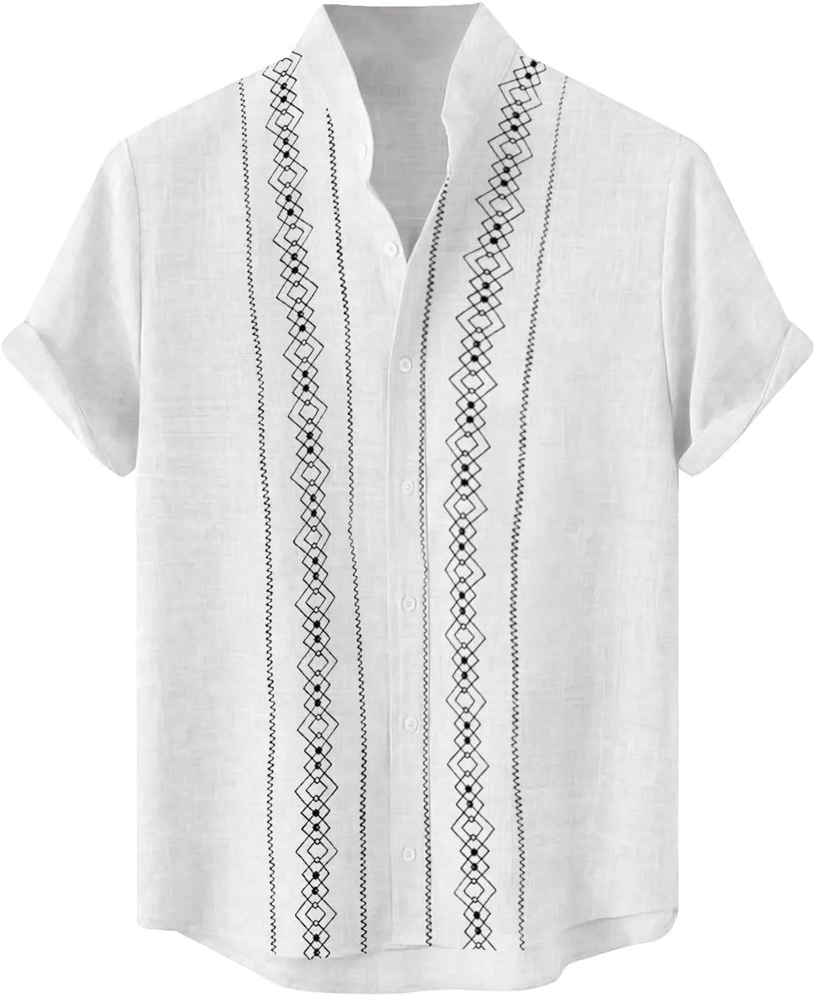 Casual Cotton Linen Guayabera Tropical Shirts for Men Short Sleeve Button Down Vintage Hippie Beach Pocket Shirt