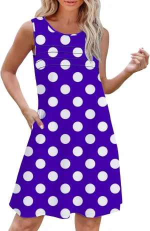 Casual Summer Dress Womens with Pockets Summer Casual Tank Dress Sleeveless Midi Beach Dress Cotton Sundresses