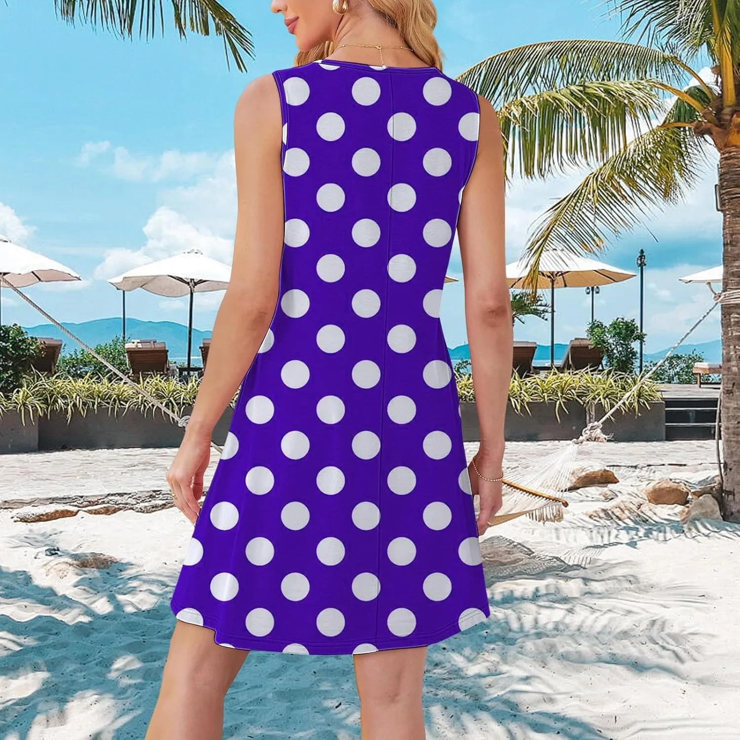Casual Summer Dress Womens with Pockets Summer Casual Tank Dress Sleeveless Midi Beach Dress Cotton Sundresses