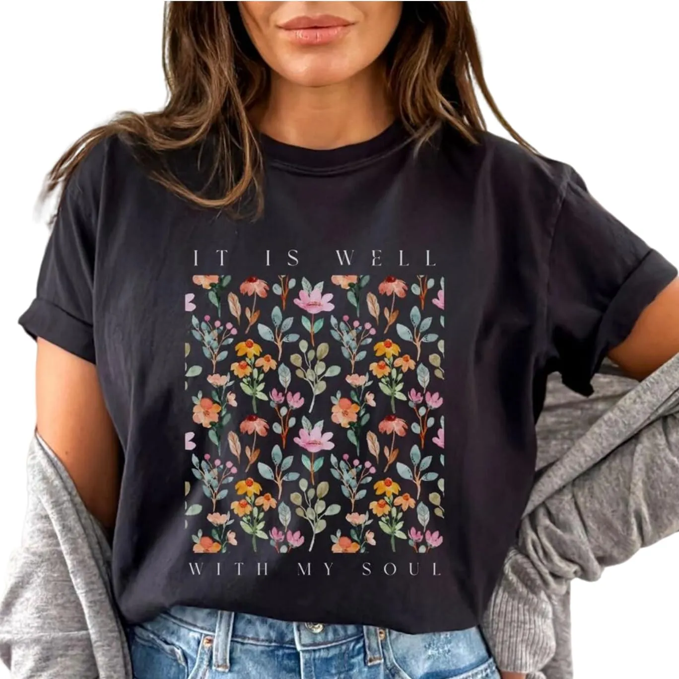 Christian Shirts for Women Vintage Bible Verse Boho Wildflowers Shirts Floral Graphic Tees