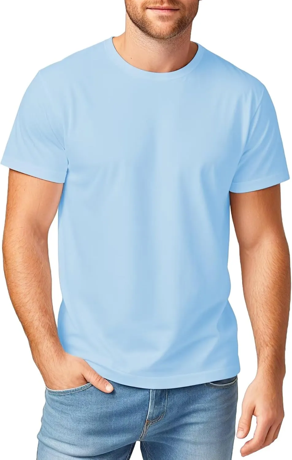 Crewneck Tshirts Men, Plain T Shirts Relaxed Fit, Basic Tees Soft