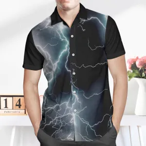 Custom Photo and Text Hawaiian Shirts Personalised Photo Gift Men's Vintage Personality Lightning Shirts Valentines Day Gift