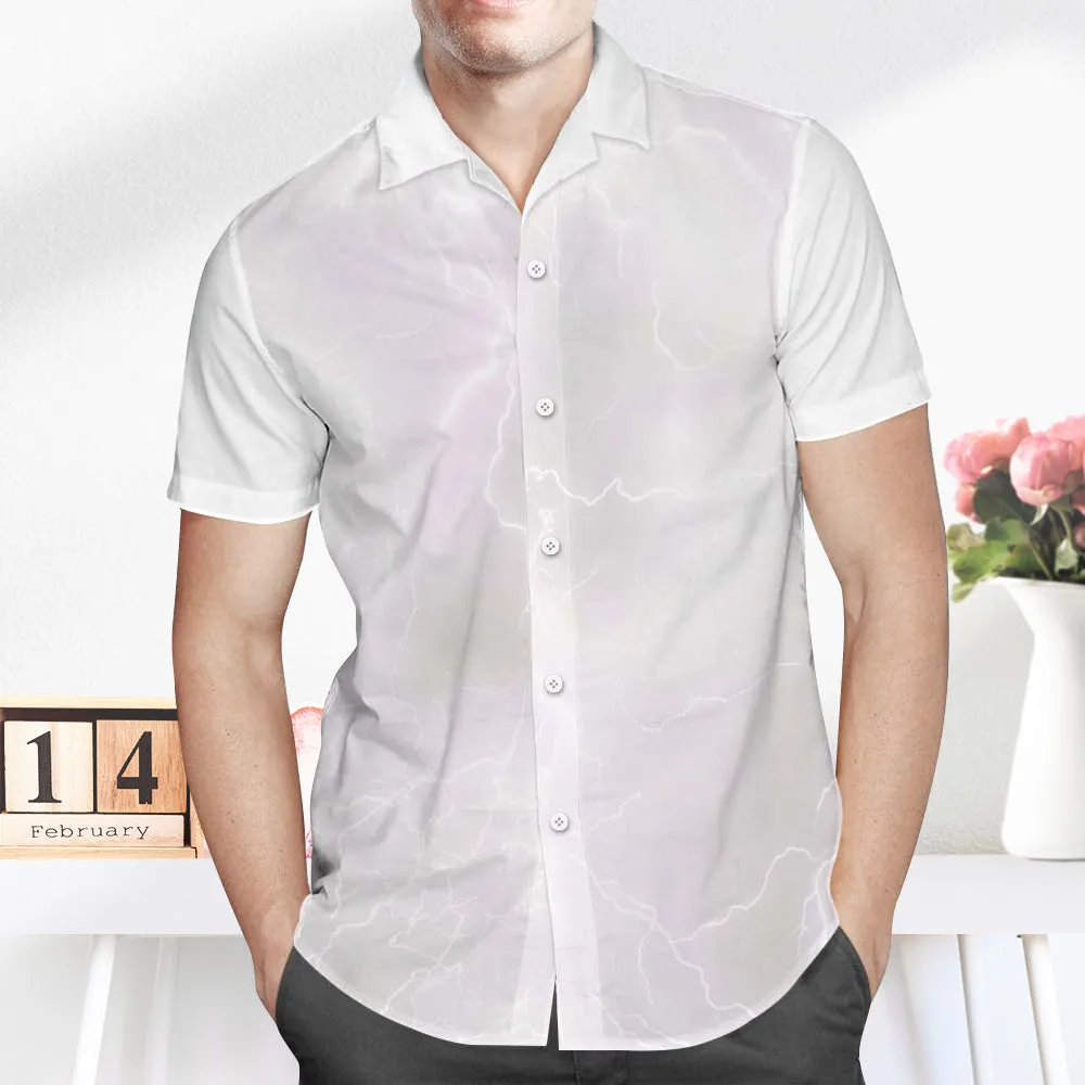 Custom Photo and Text Hawaiian Shirts Personalised Photo Gift Men's Vintage Personality Lightning Shirts Valentines Day Gift