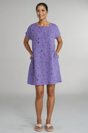 Cut Loose Linen Graffiti Drop Shoulder Shift Dress Spring 2025- Special Order