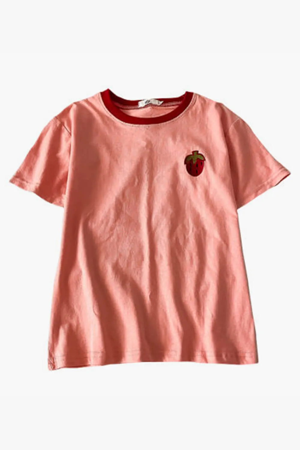 Cute Strawberry Embroidery T-Shirt