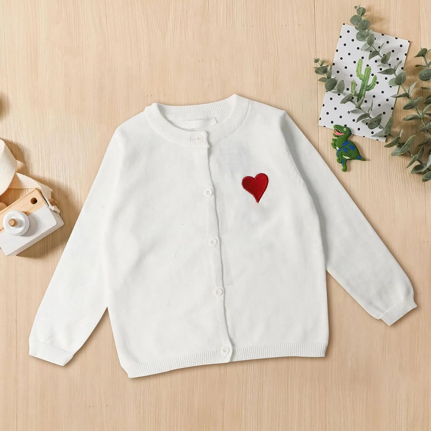Girls Long Sleeve Knit Shirt Jacket Button Front Cardigan Shacket Cute Heart Knit Sweater for Kids Girls Trendy Jacket