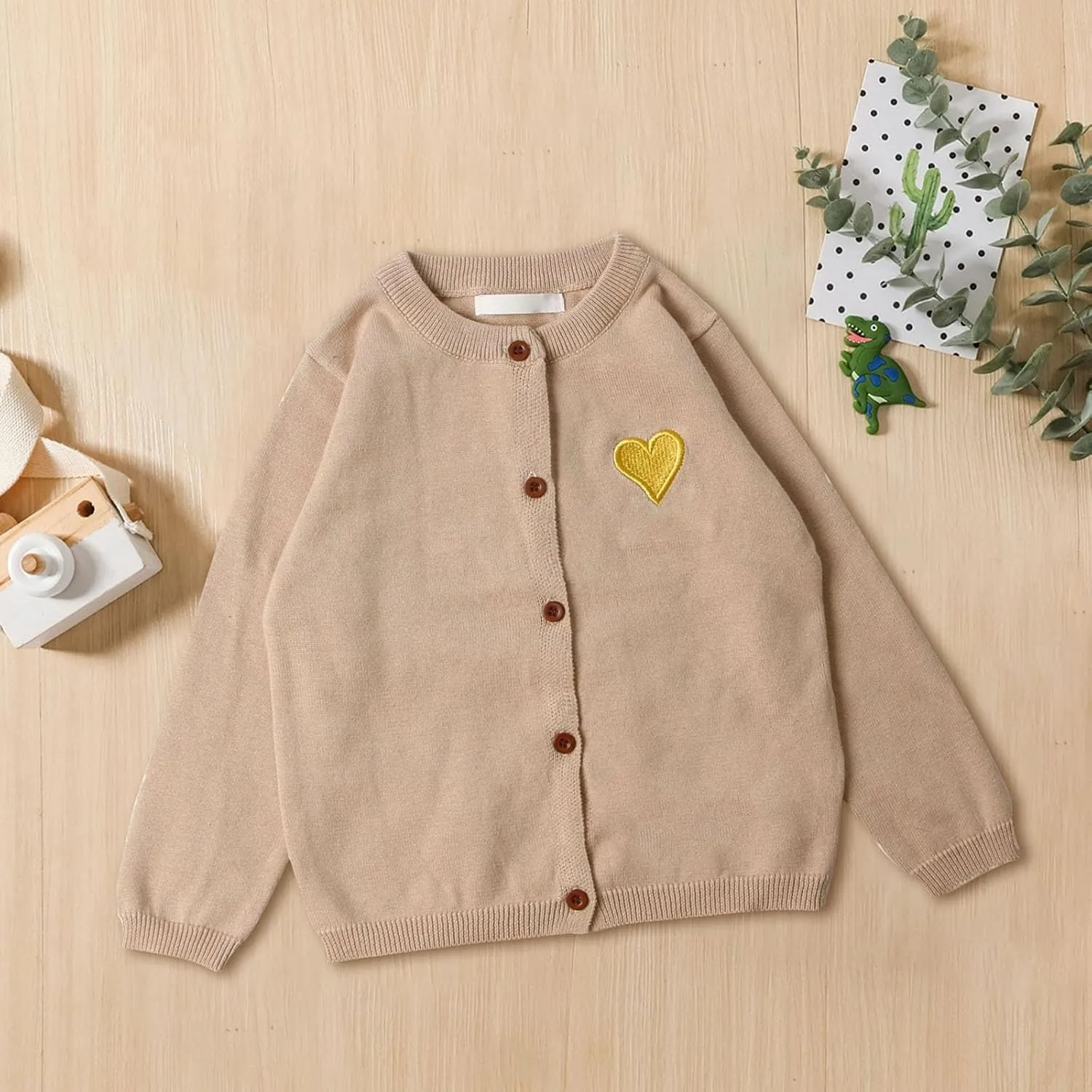 Girls Long Sleeve Knit Shirt Jacket Button Front Cardigan Shacket Cute Heart Knit Sweater for Kids Girls Trendy Jacket