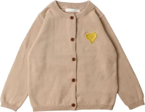 Girls Long Sleeve Knit Shirt Jacket Button Front Cardigan Shacket Cute Heart Knit Sweater for Kids Girls Trendy Jacket