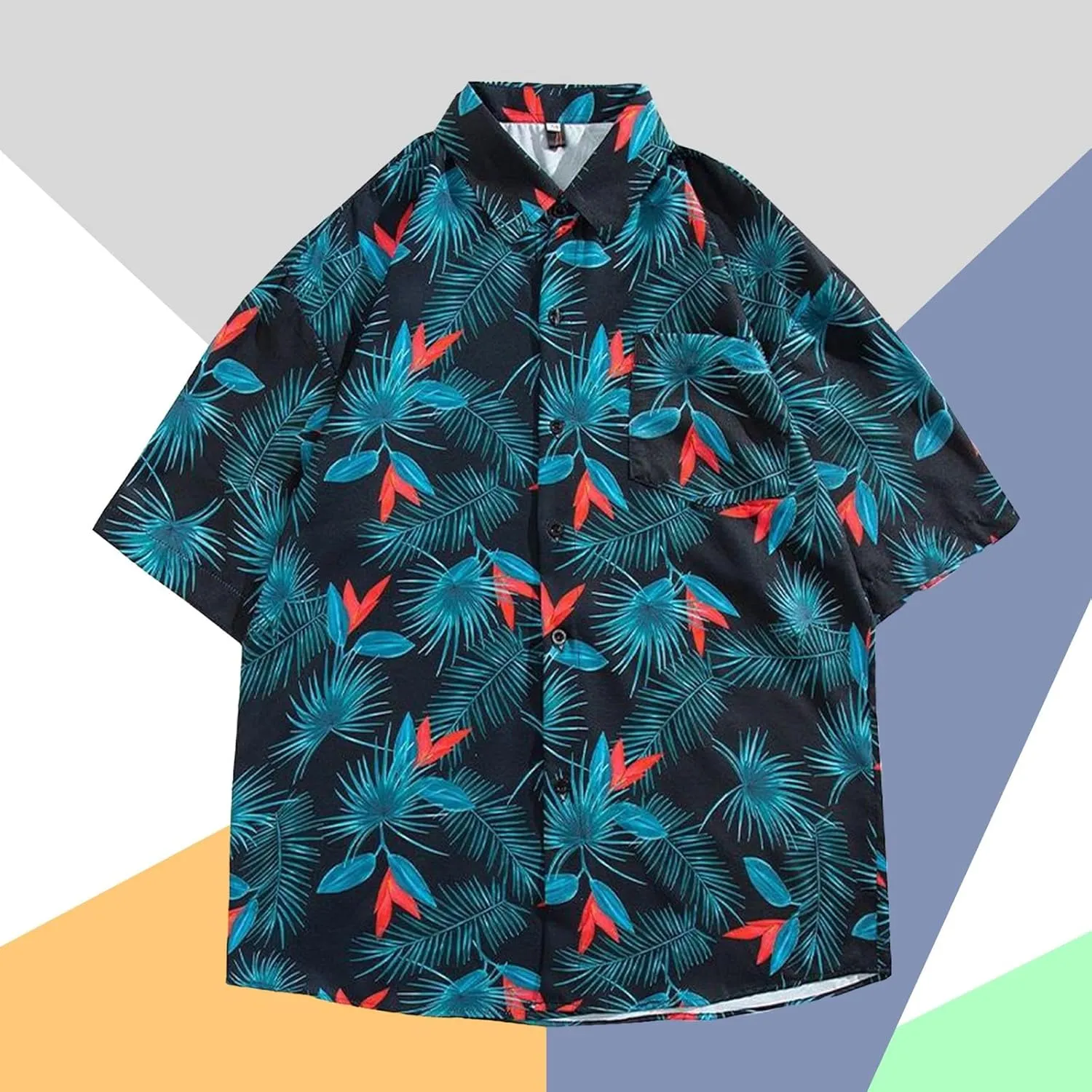 Hawaiian Shirt for Men Short Sleeve Button Down Linen Clothing Tall and Big Tropical Beach Tops Printed