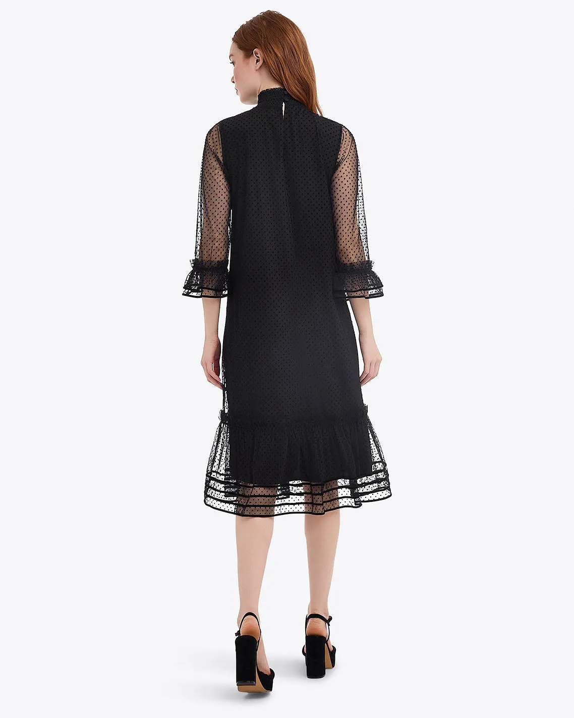 Long Sleeve Shift Dress in Tulle