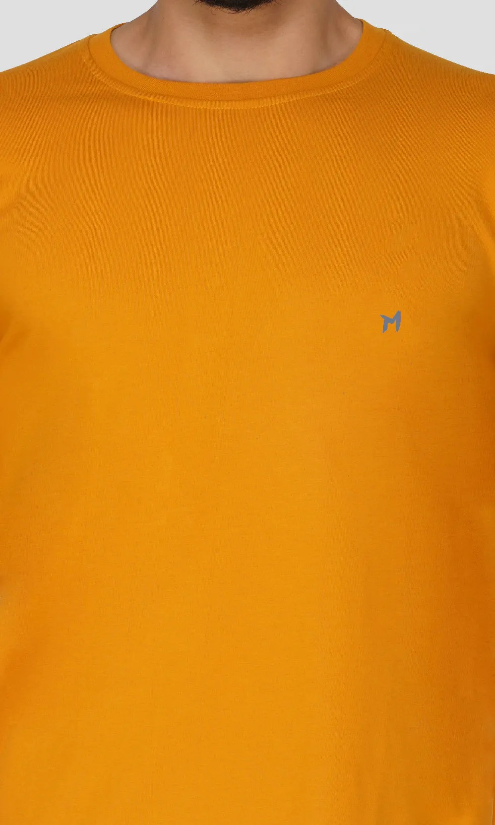 Mebadass Cotton Men's Fullsleeve Regular Size T-shirt - Mustard Yellow