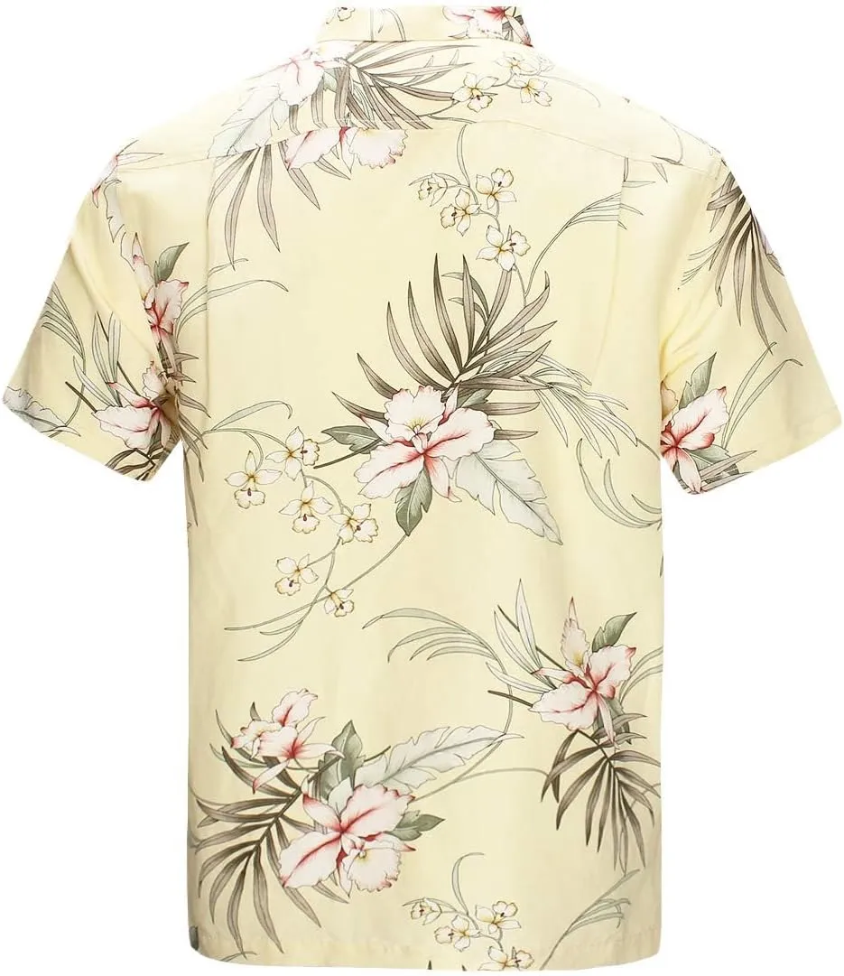 Men's Hawaiian Floral Shirts Silk and Linen Button Down Casual Tropical Holiday Beach Shirts