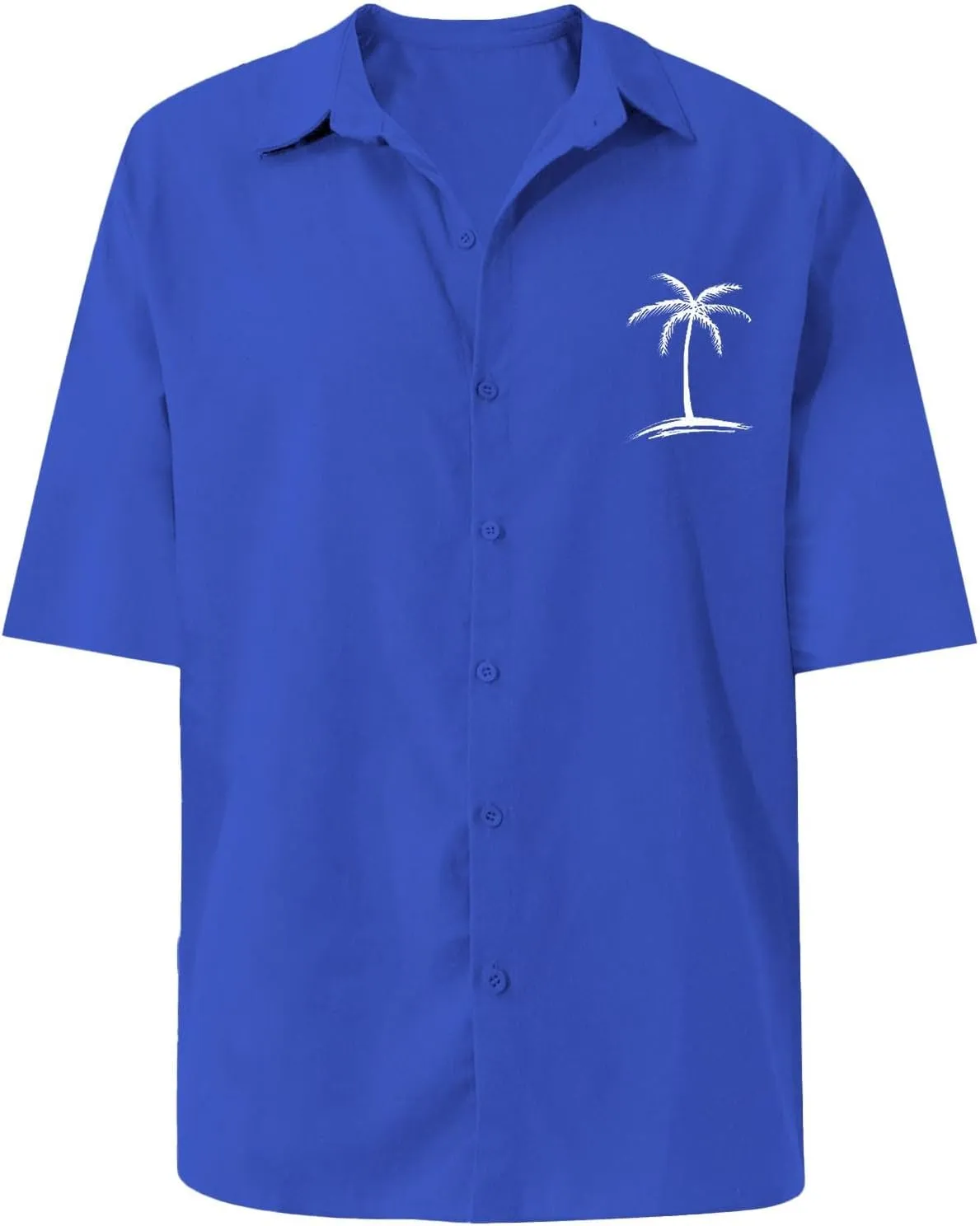Men's Hawaiian Shirts Summer Casual Loose Big and Tall Tees Stylish Coconut Tree Print Tropical Beach Vacation Shirt