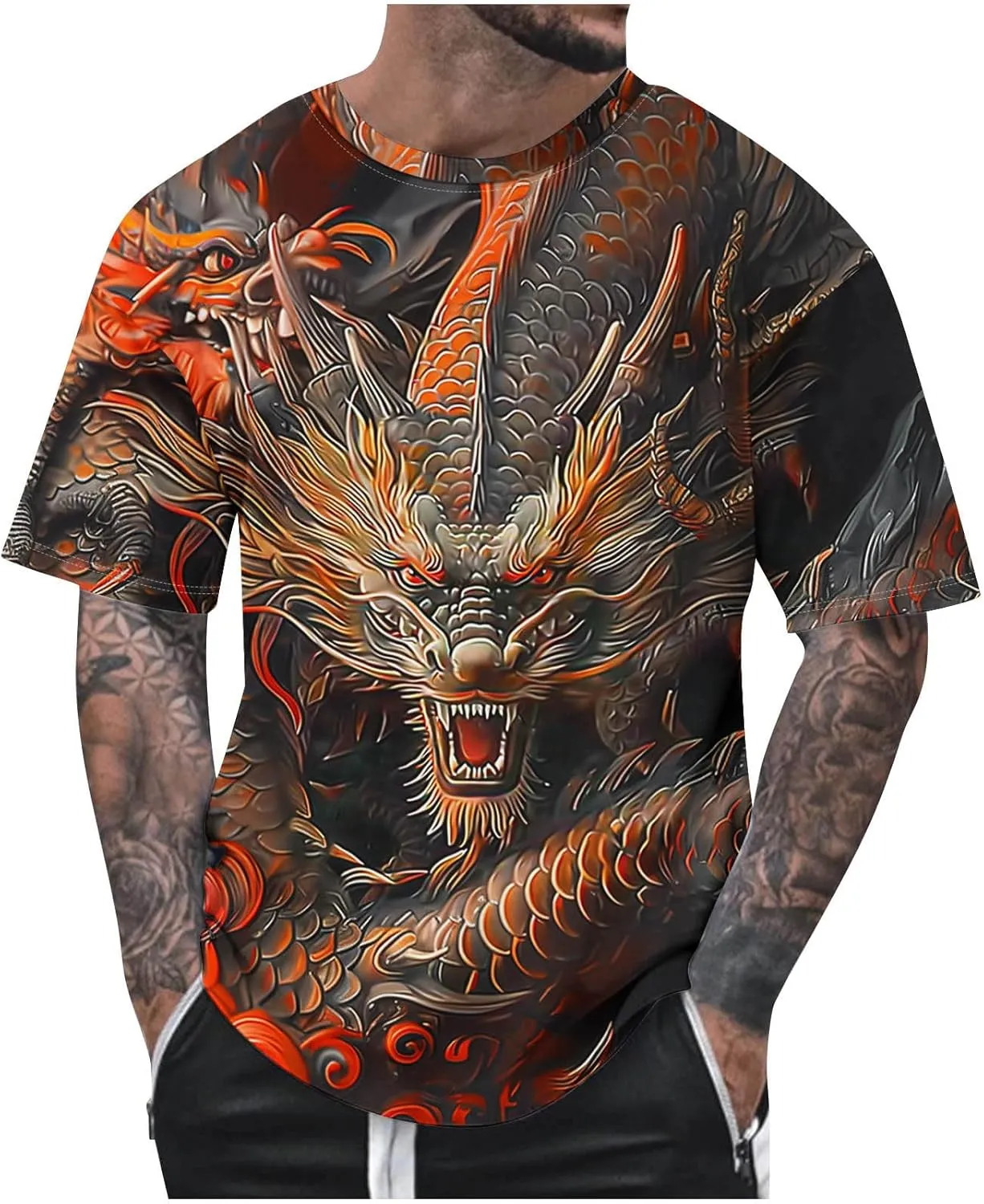 Muscularfit Tshirts Shirts for Men Graphic Vintage Print Graphic Pullover Top Summer Causal Short Sleeve Crewneck Beach Shirt