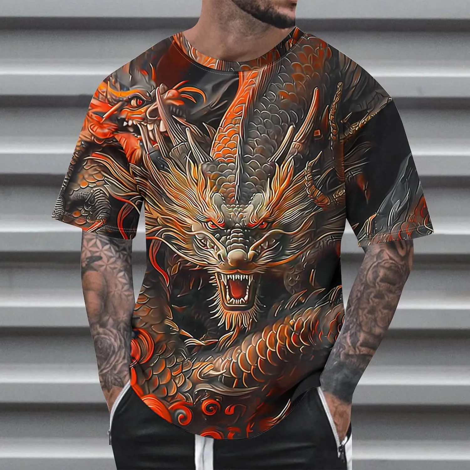 Muscularfit Tshirts Shirts for Men Graphic Vintage Print Graphic Pullover Top Summer Causal Short Sleeve Crewneck Beach Shirt