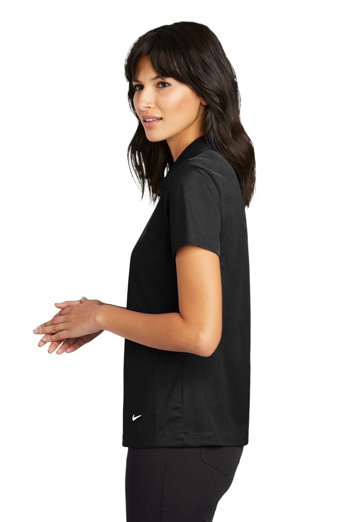 Nike Ladies Dri-FIT Vertical Mesh Customized Polos, Black