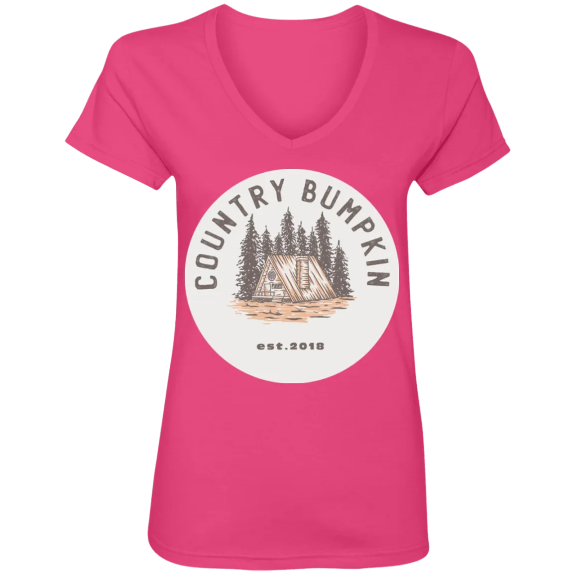 "Country Bumpkin" Cottage Est 2018 Ladies' V-Neck T-Shirt