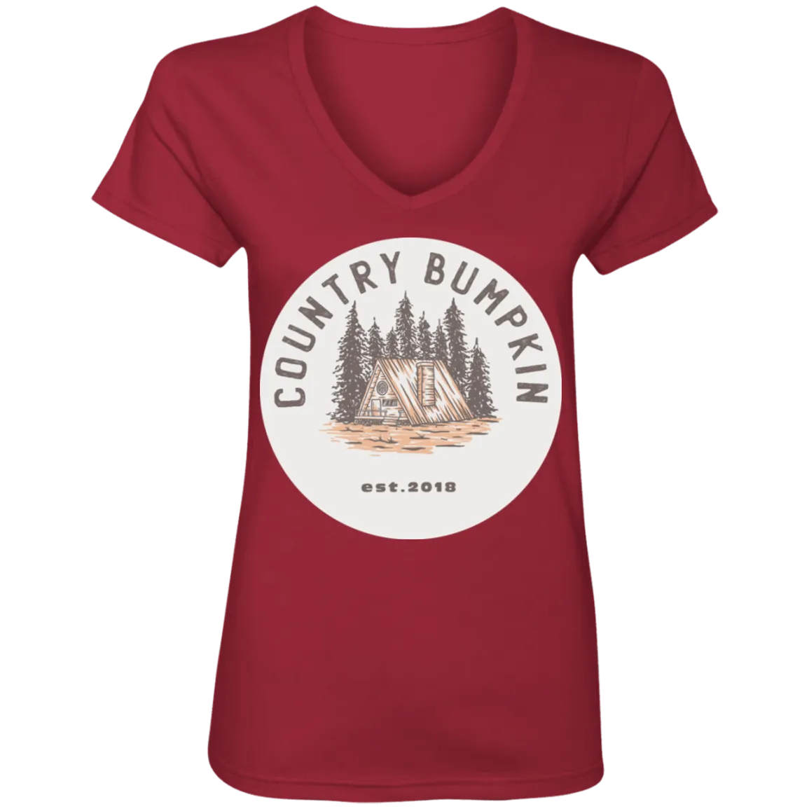 "Country Bumpkin" Cottage Est 2018 Ladies' V-Neck T-Shirt