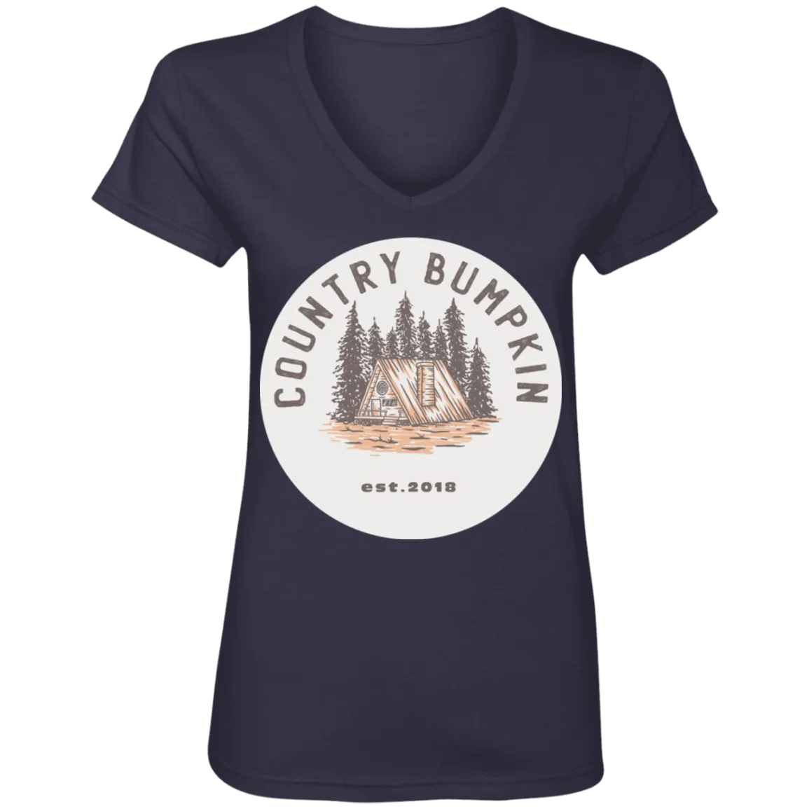 "Country Bumpkin" Cottage Est 2018 Ladies' V-Neck T-Shirt