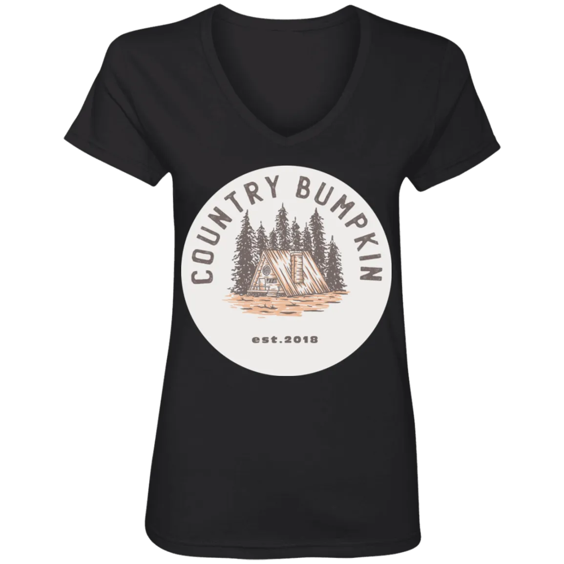 "Country Bumpkin" Cottage Est 2018 Ladies' V-Neck T-Shirt