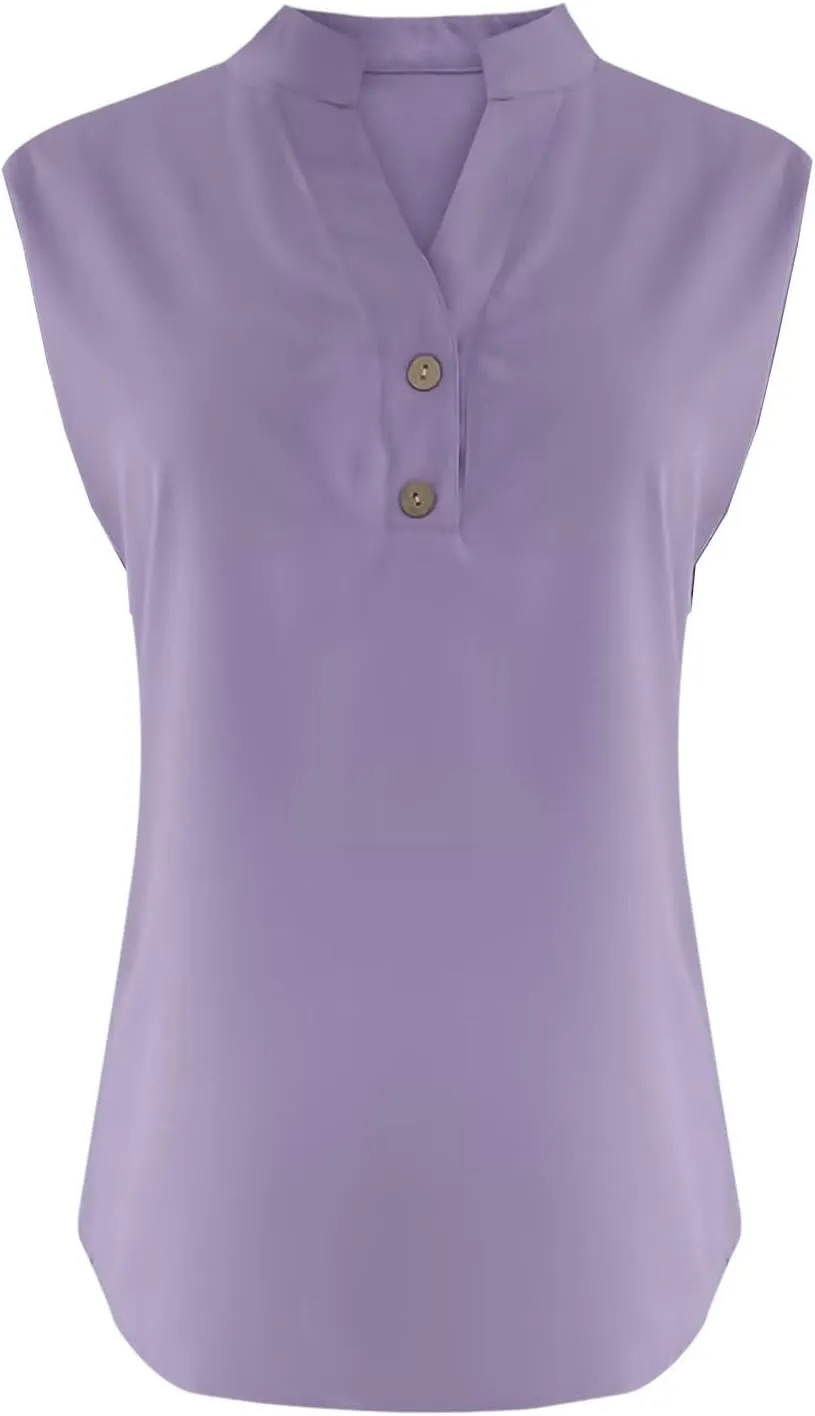 Summer Tops for Women 2025 Trendy V Neck Linen Shirts Cap Sleeve Button T Shirts Casual Loose Tunic Blouses Outfits