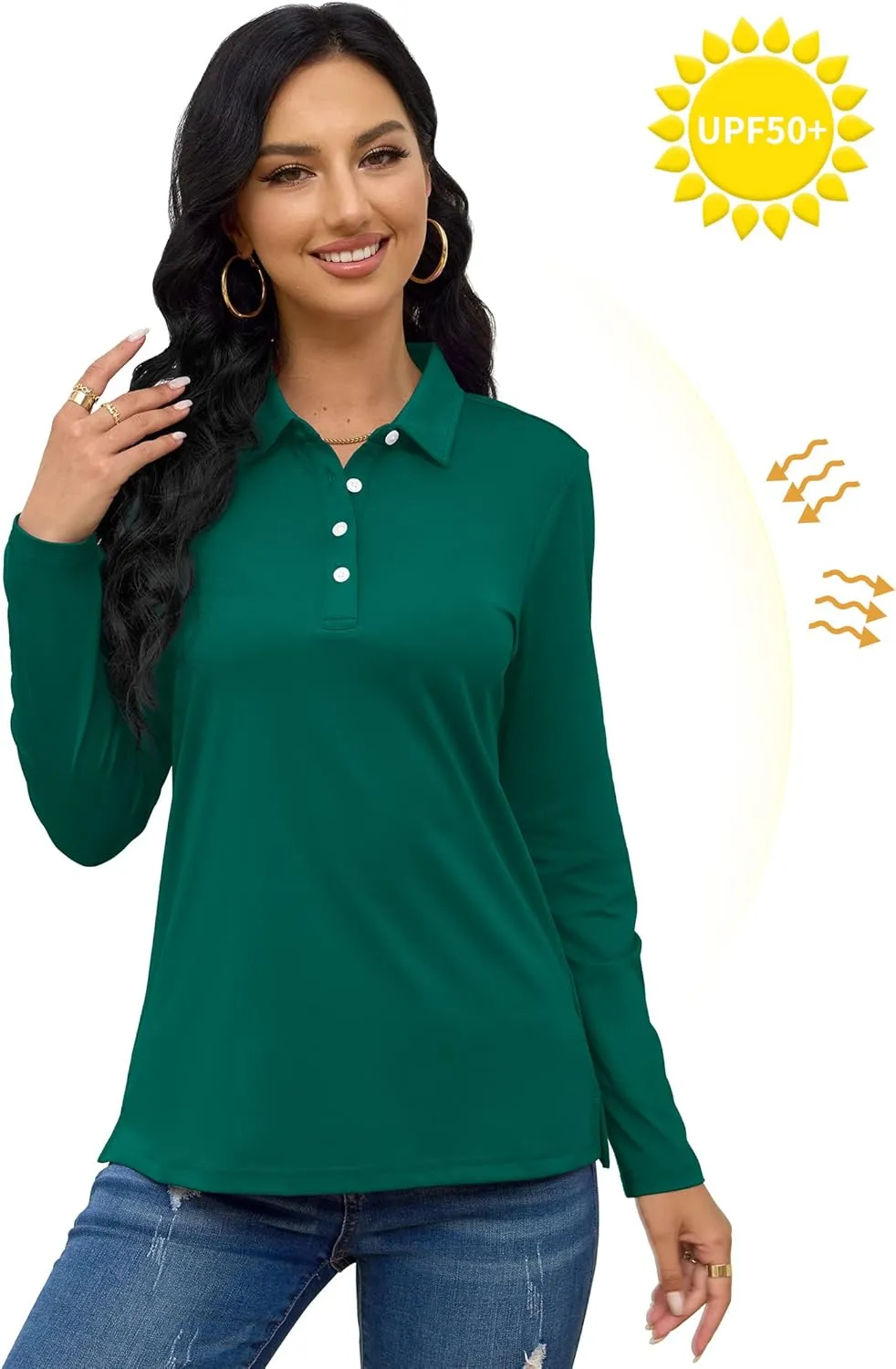 TACVASEN Polo Shirts for Women Casual T-Shirts Long Sleeve Golf Tops