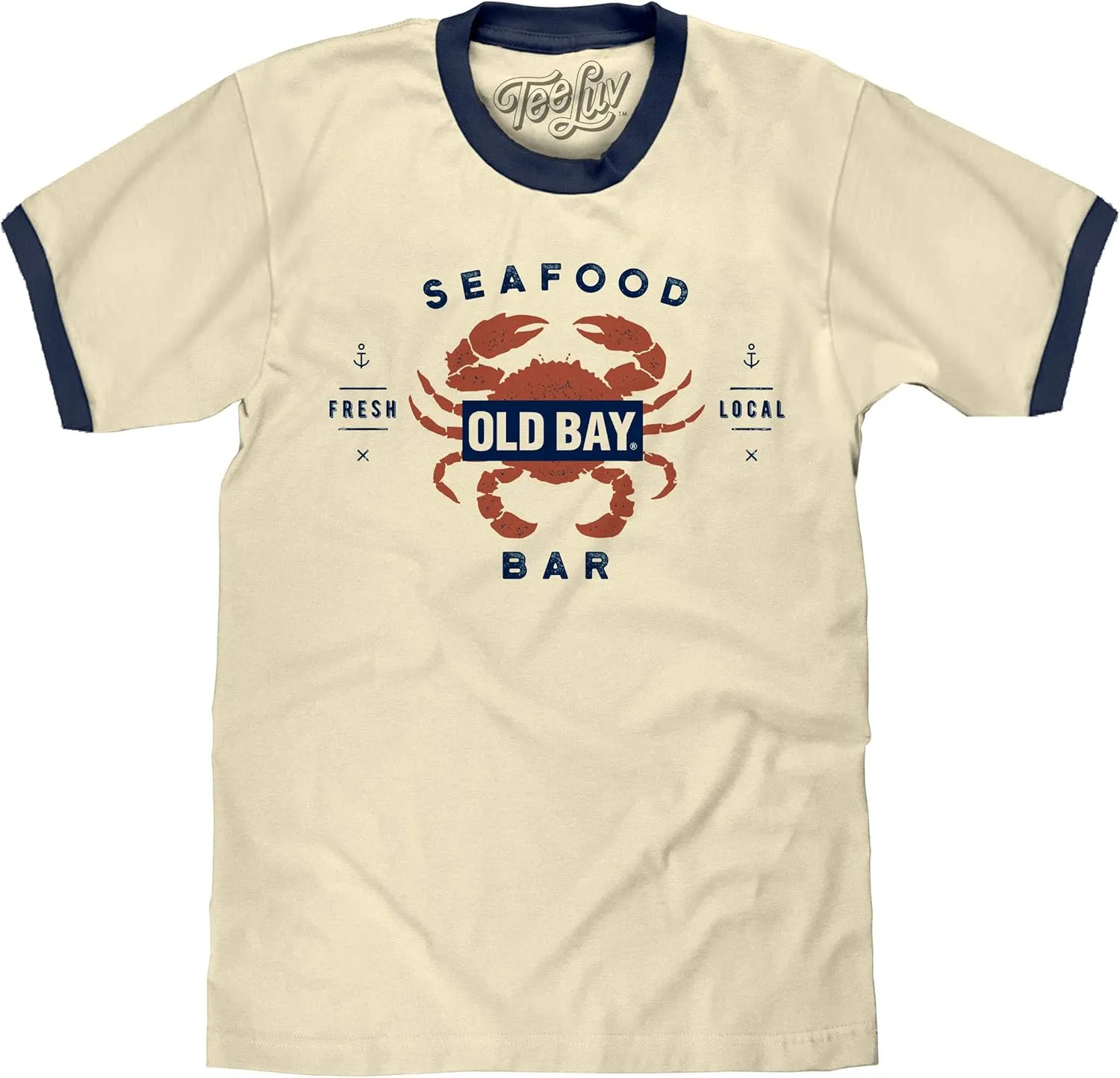 Tee Luv Men's Old Bay Seasoning Crab Ringer Tee Shirt