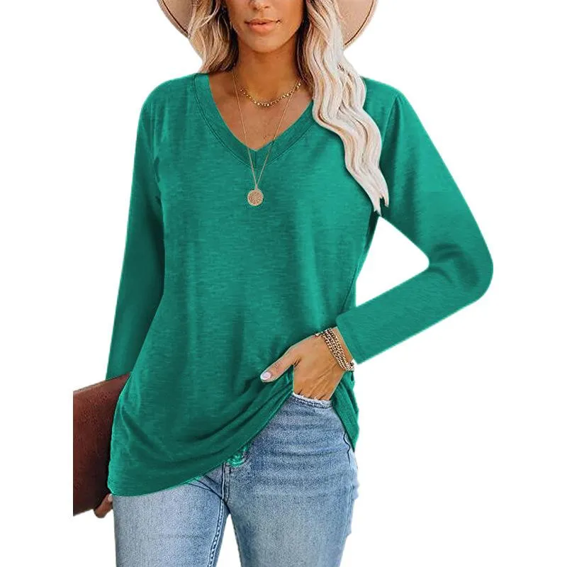 V-neck pullover long-sleeved T-shirt bottoming shirt