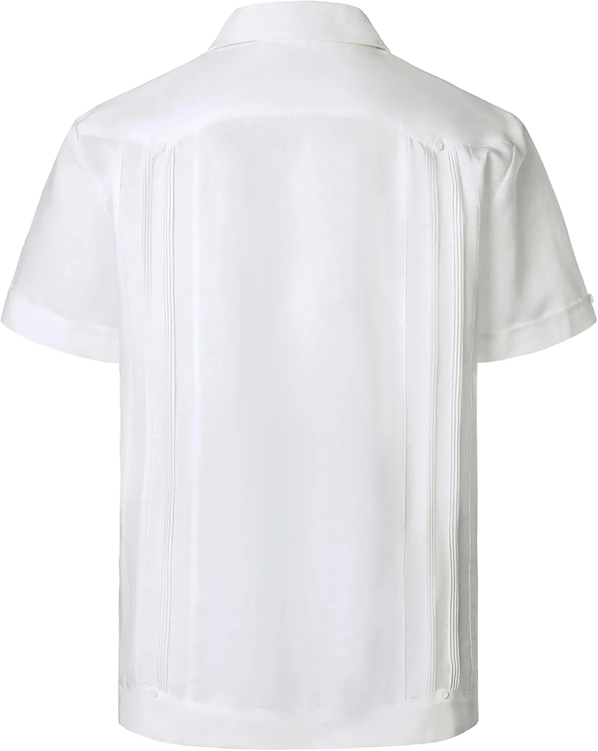 VATPAVE Mens Linen Cuban Guayabera Shirts Casual Button Down Short Sleeve Summer Shirts