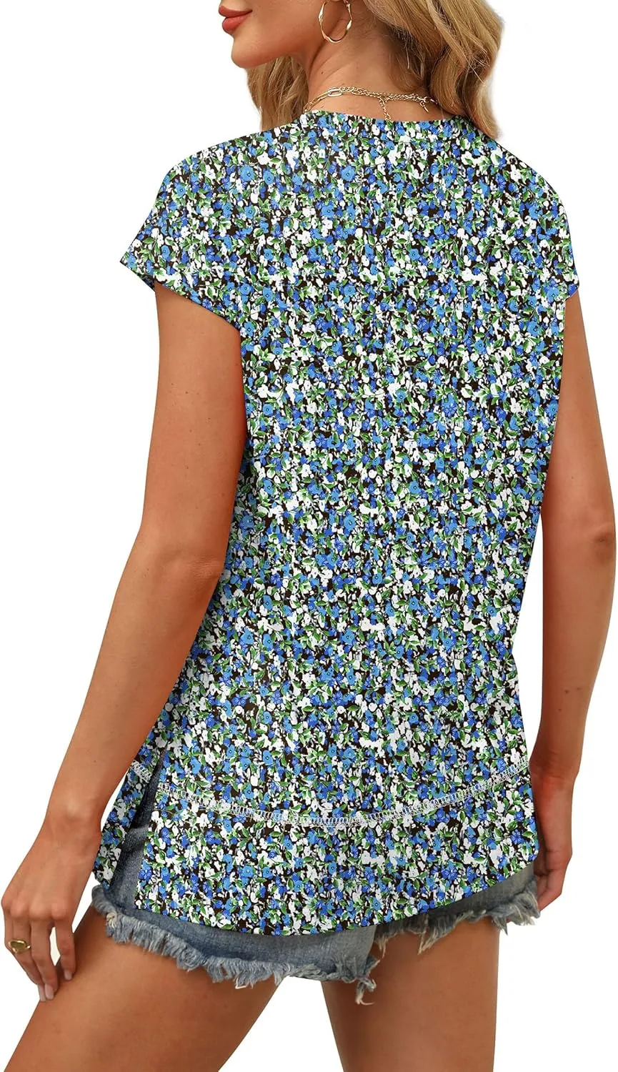 WEESO Womens Summer Tops 2025 Cap Short Sleeve T Shirts Trendy Dressy Casual Crew Neck Loose Fit Shirts