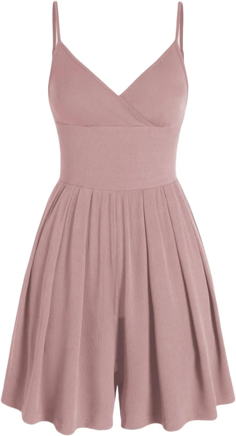 Womens Sundress 2025 Deep V Neck Spaghetti Strap Backless A-Line Dress Casual Beach Midi Dresses