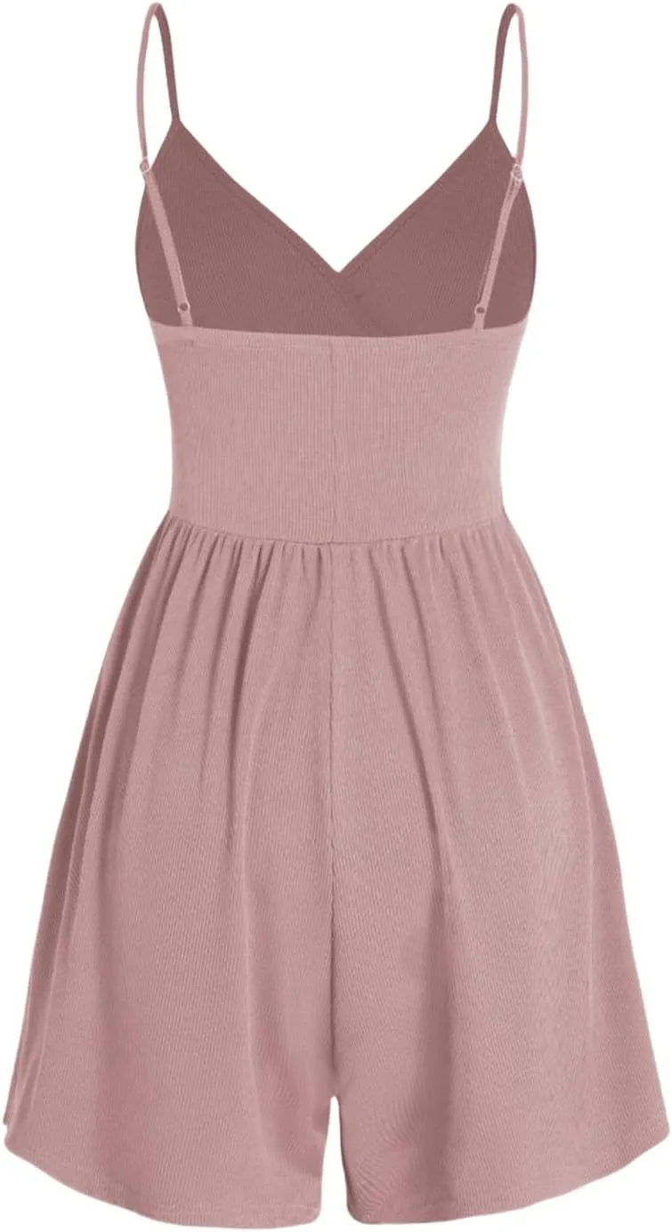 Womens Sundress 2025 Deep V Neck Spaghetti Strap Backless A-Line Dress Casual Beach Midi Dresses