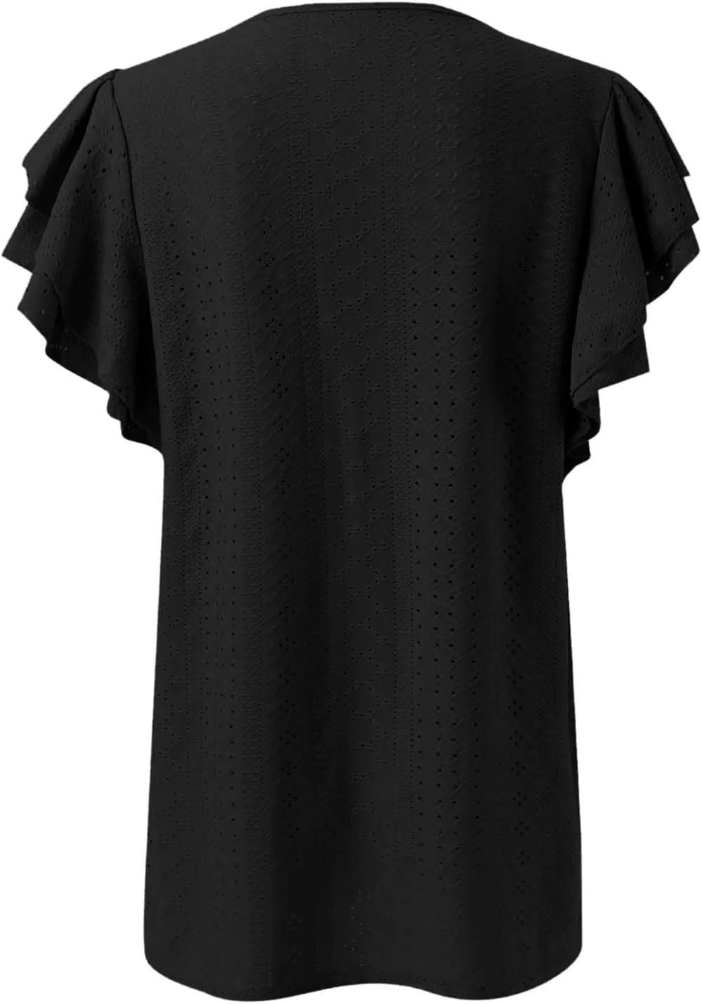 Womens Tops Summer Ruffle Sleeve Crew Neck Tshirts Loose Fit Casual Cute Top Blouses